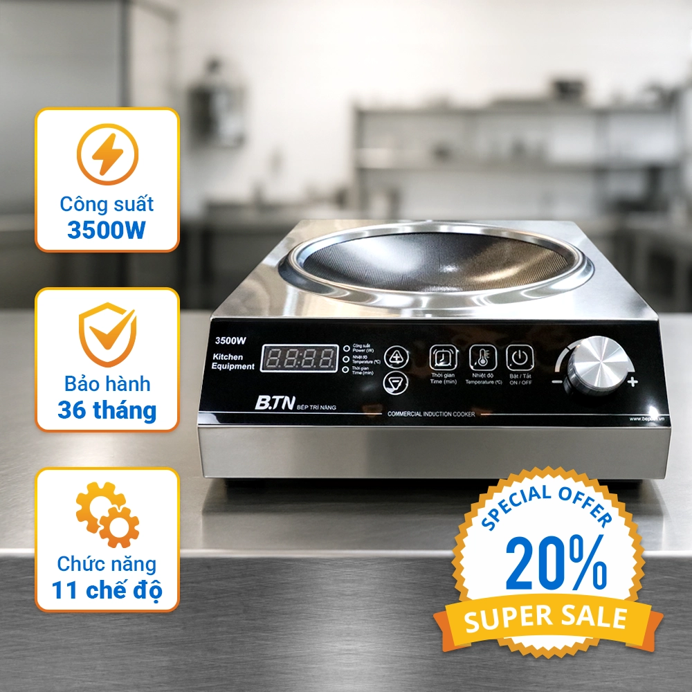 Bếp từ công nghiệp mặt lõm BTN-35D2 (3500W)