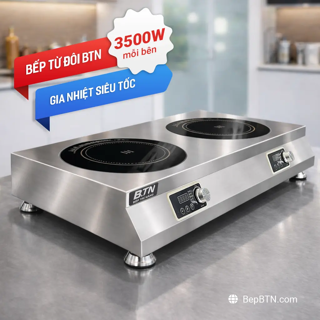 Bếp từ đôi công nghiệp 3500W mặt phẳng BTN